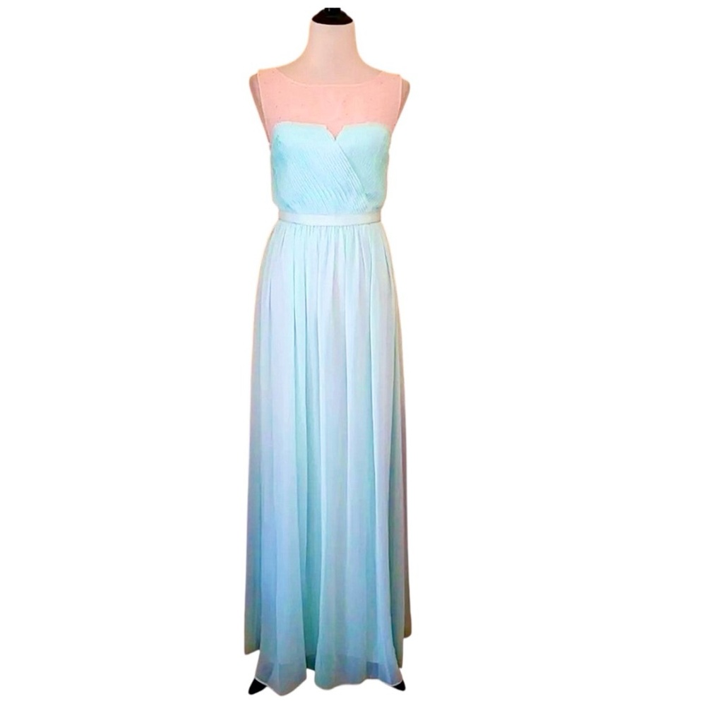 Mint Green & Peach Maxi Dress Chiffon Rhinestones Formal Fairy Ethereal Size 4